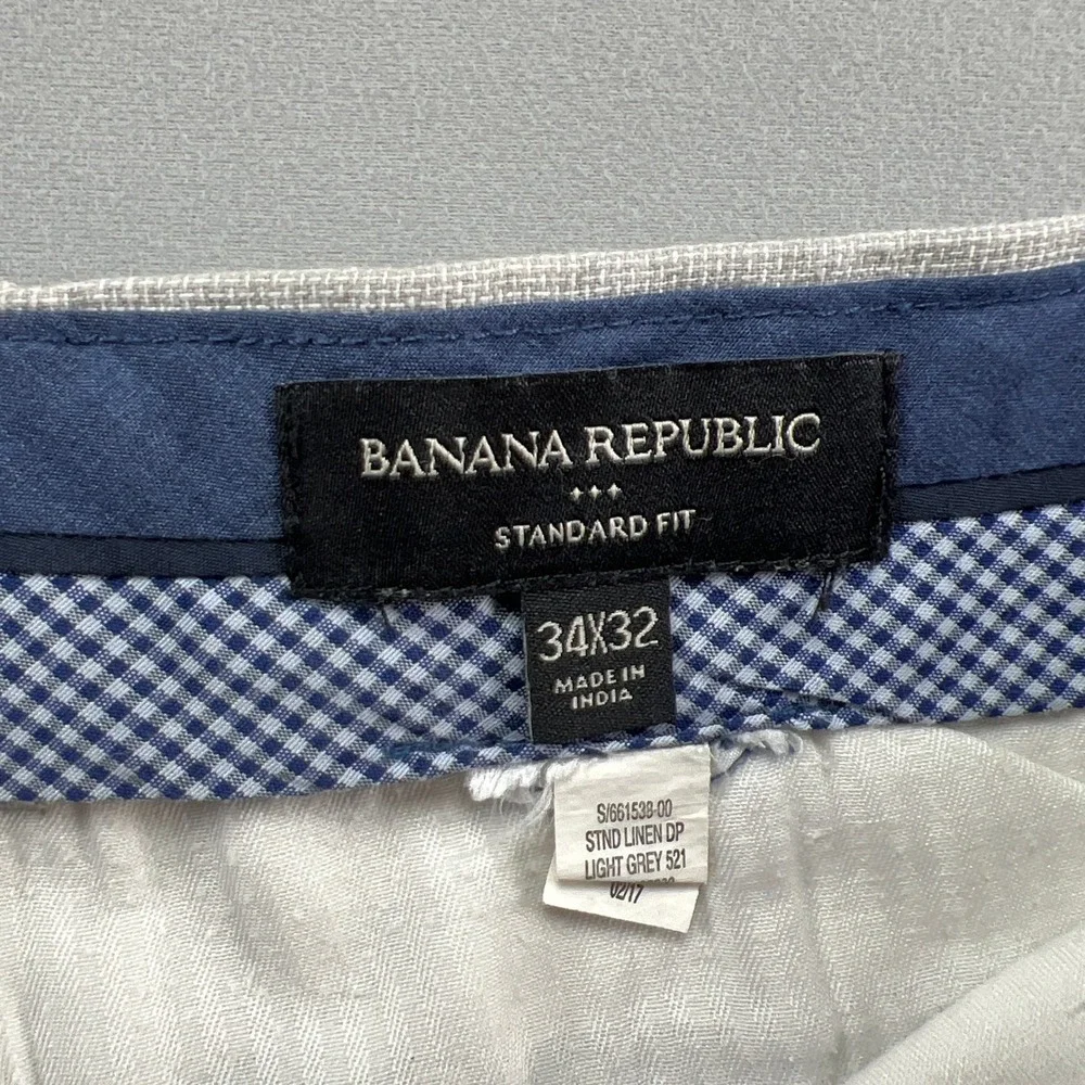 Banana Republic Dress Pants Mens 34x32 Light Gray Standard Fit Career Business